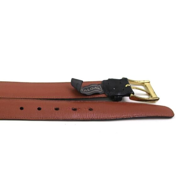 Trafalgar BLACK GENUINE LEATHER 1 1/8"Wd STITCH CASUAL DRESS BELT Sz 38/95 (F40 - Picture 15 of 15